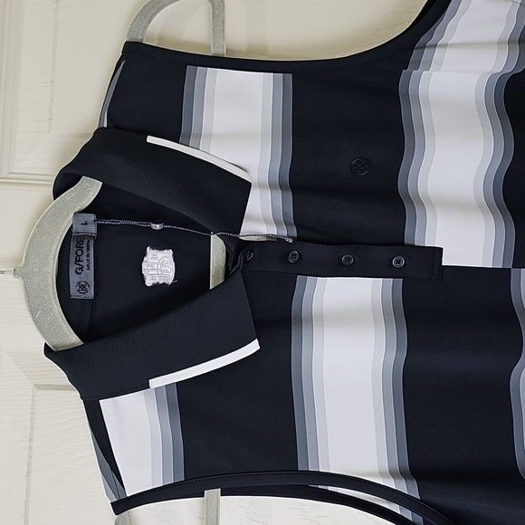 G/FORE Women's Offset Gradient Stripe Performance Fabric Polo Top L NWOT - Picture 4 of 13